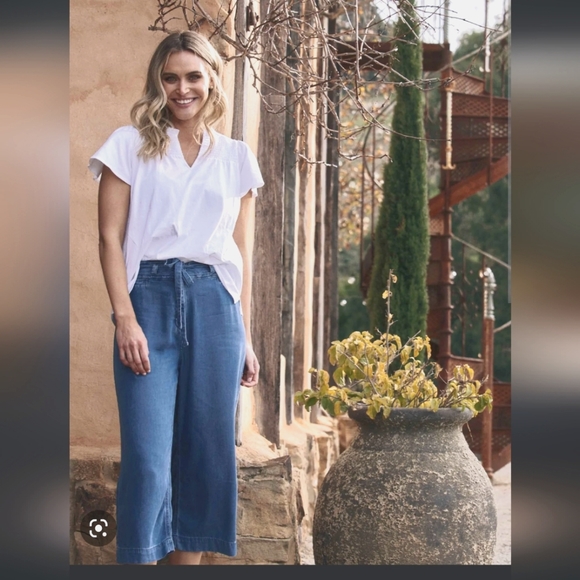 BLOSSOM 100 % tencel cropped wide leg tie waist pants. Size 13/14 - Picture 1 of 7